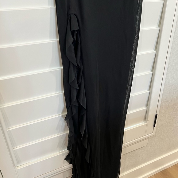 Windsor black flowy one shoulder ruffled slit dress, size XS NWT formal prom - Picture 4 of 8